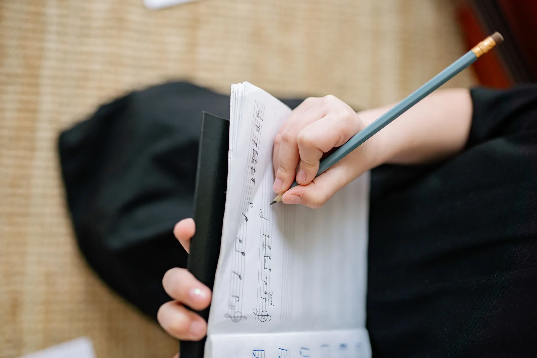 Handwriting on a musical score Handwriting on a musical score