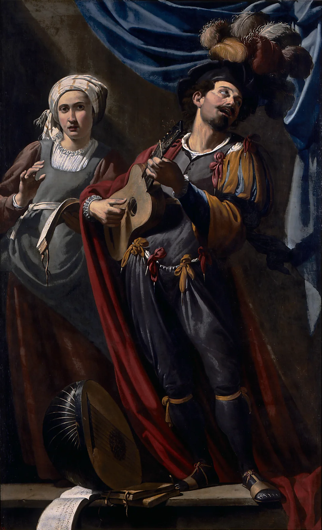 Classical musician playing the lute Classical musician playing the lute