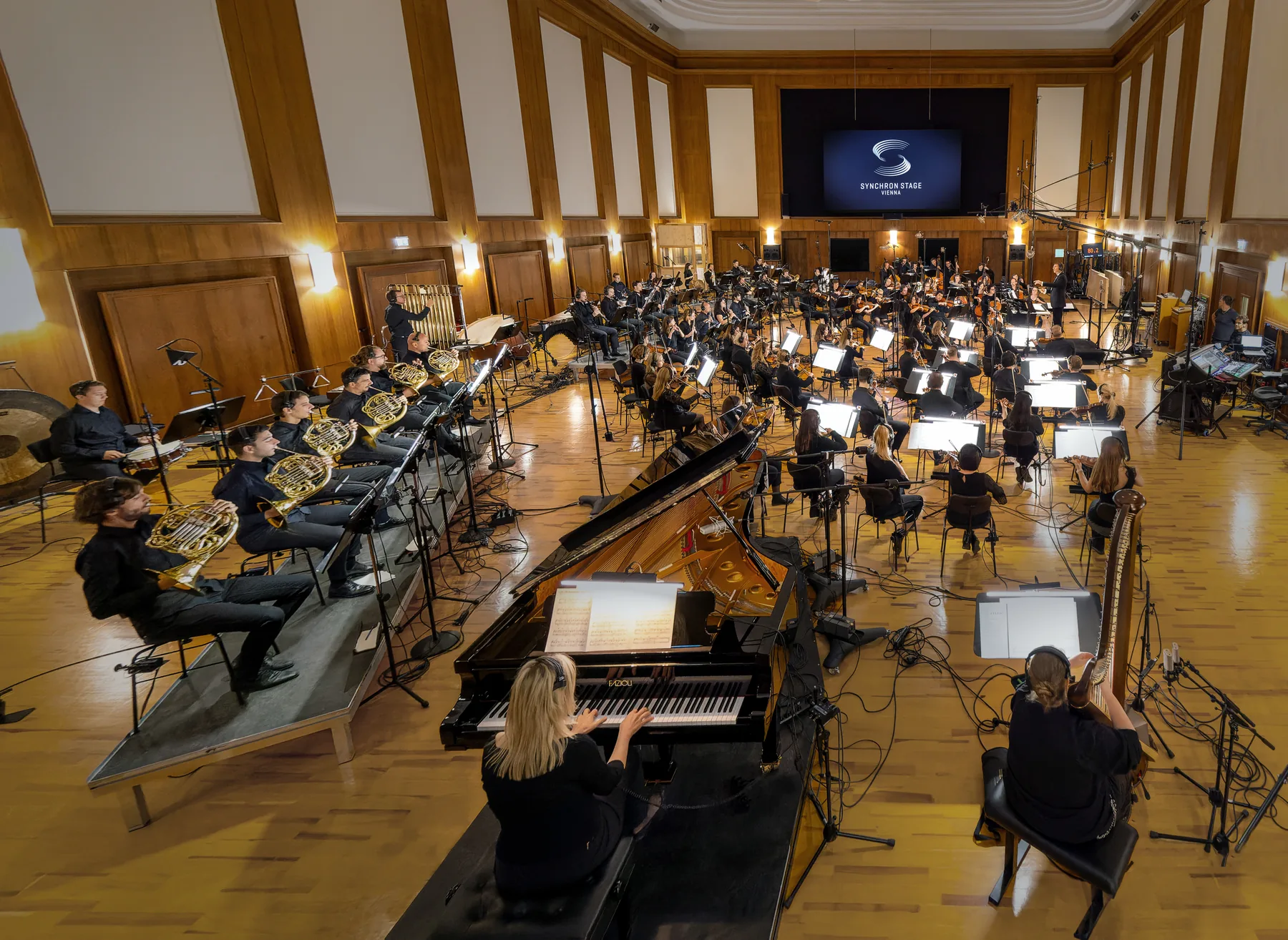 Large classical orchestra in a concert hall Large classical orchestra in a concert hall