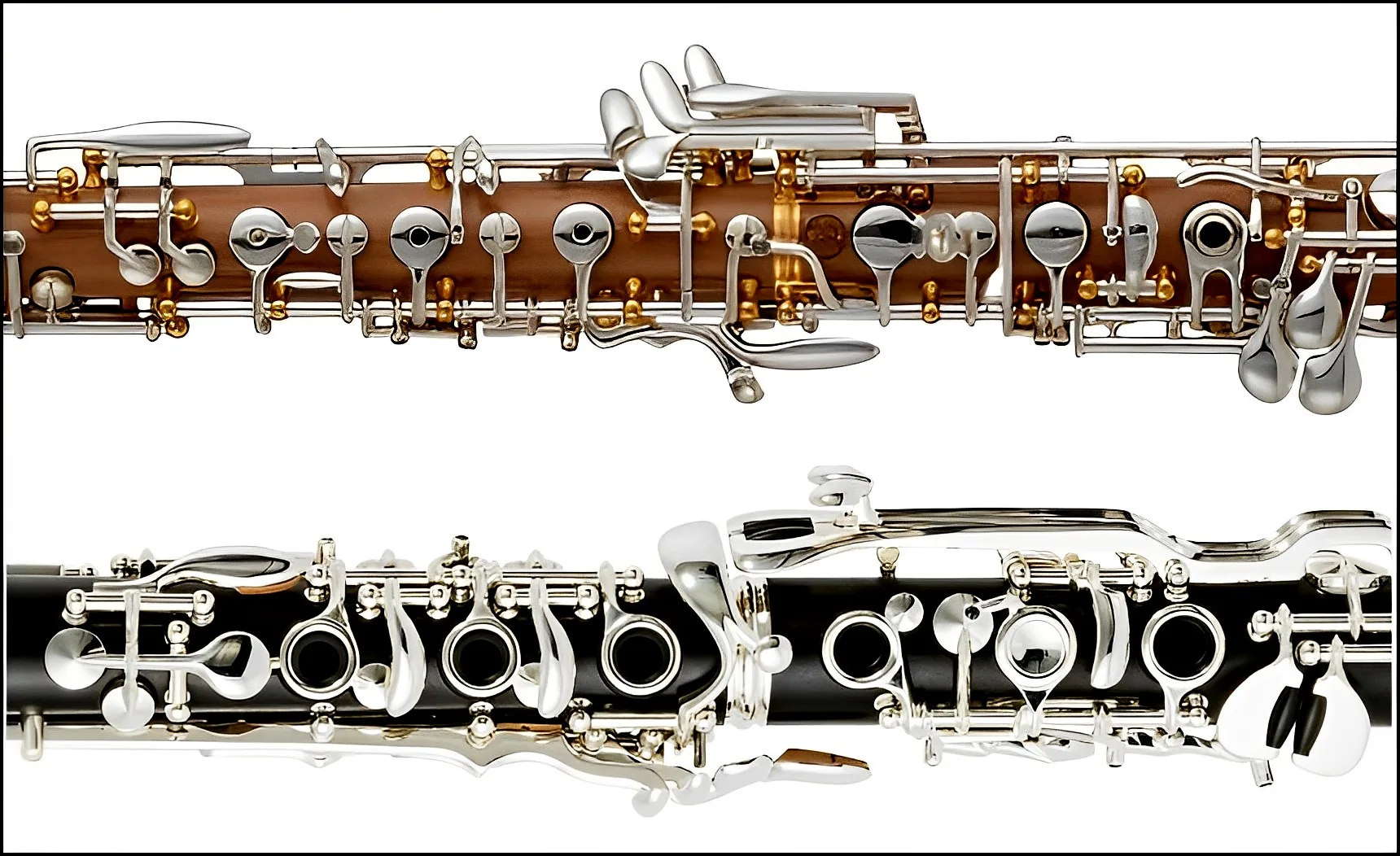Modern oboes seen in close-up Modern oboes seen in close-up