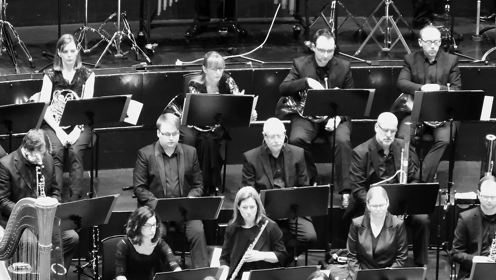 Symphony orchestra on a concert stage Symphony orchestra on a concert stage