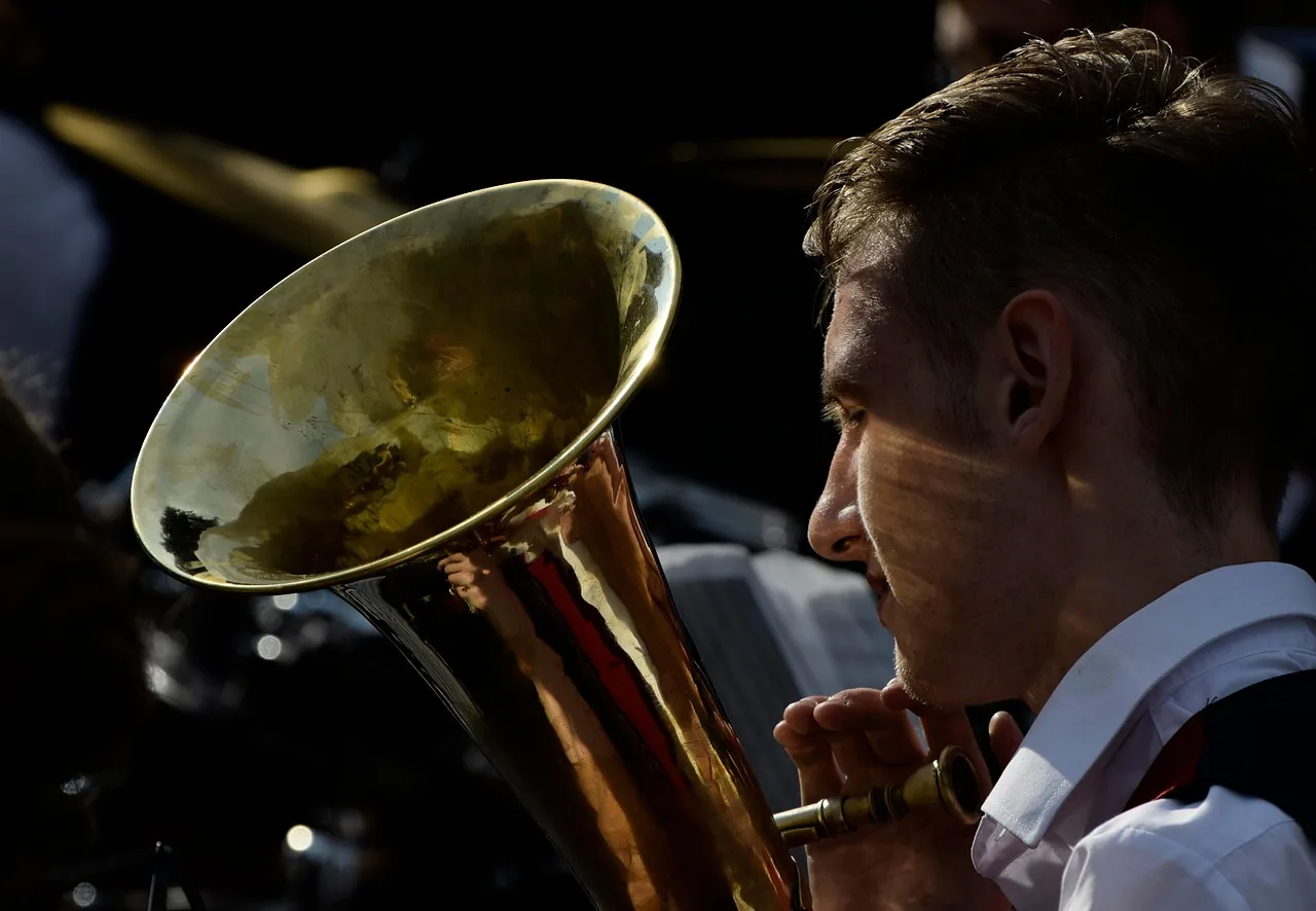 Musicien d’orchestre jouant du tuba Musicien d’orchestre jouant du tuba