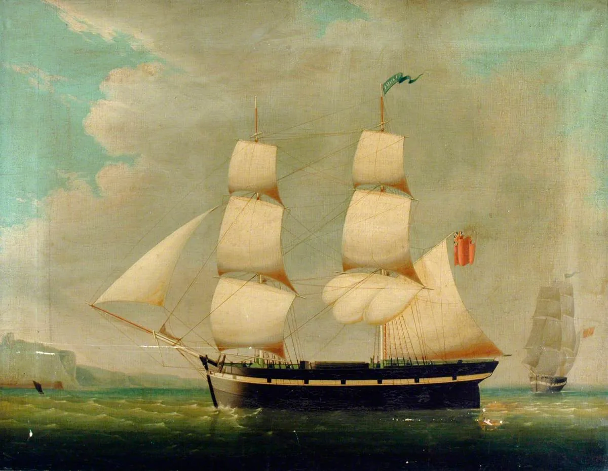 Old sailing ship at sea
