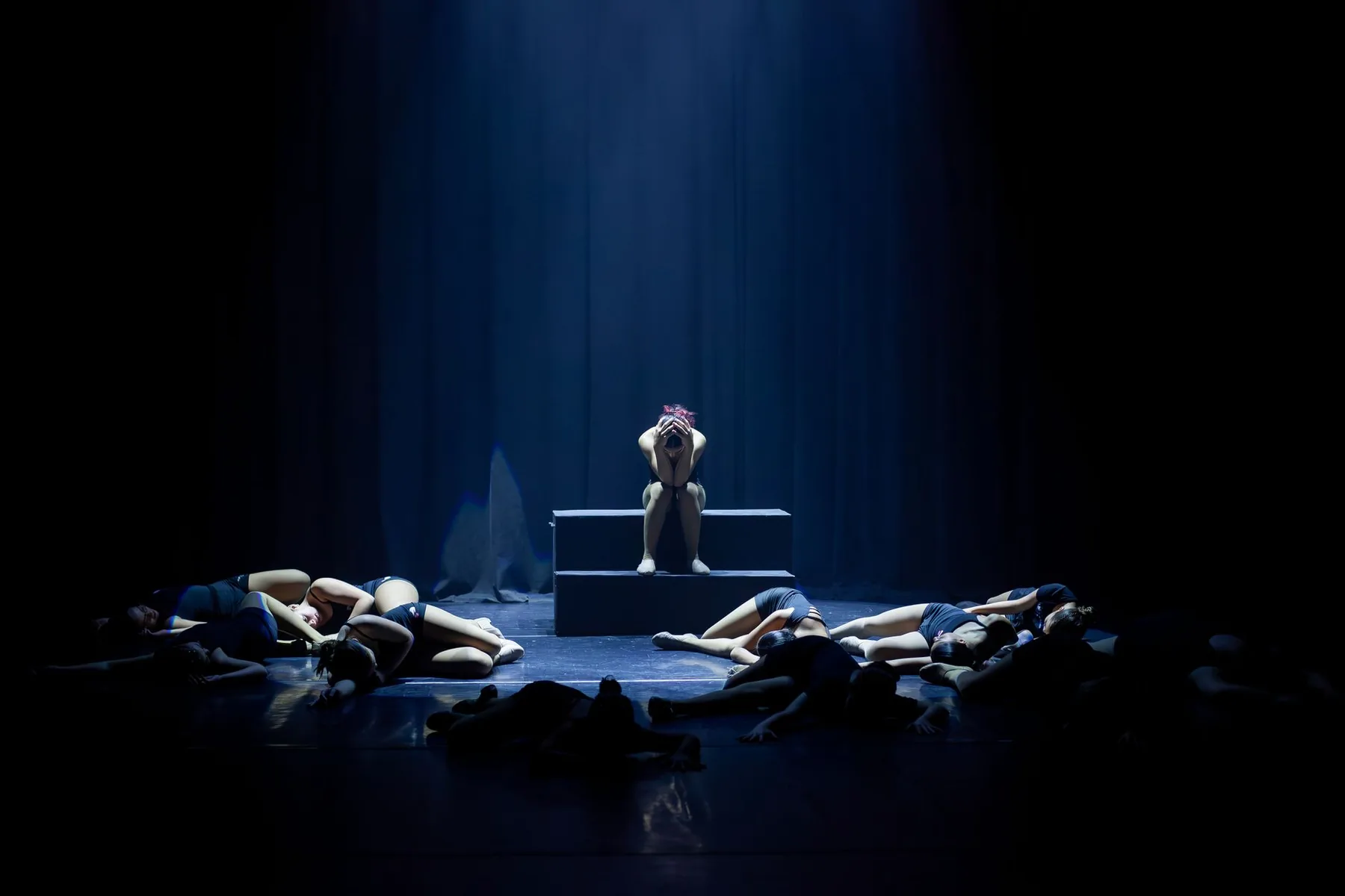 Dramatic scene under the spotlights Dramatic scene under the spotlights