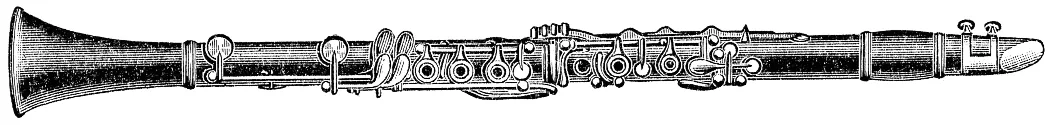 Antique engraving of a classical clarinet Antique engraving of a classical clarinet