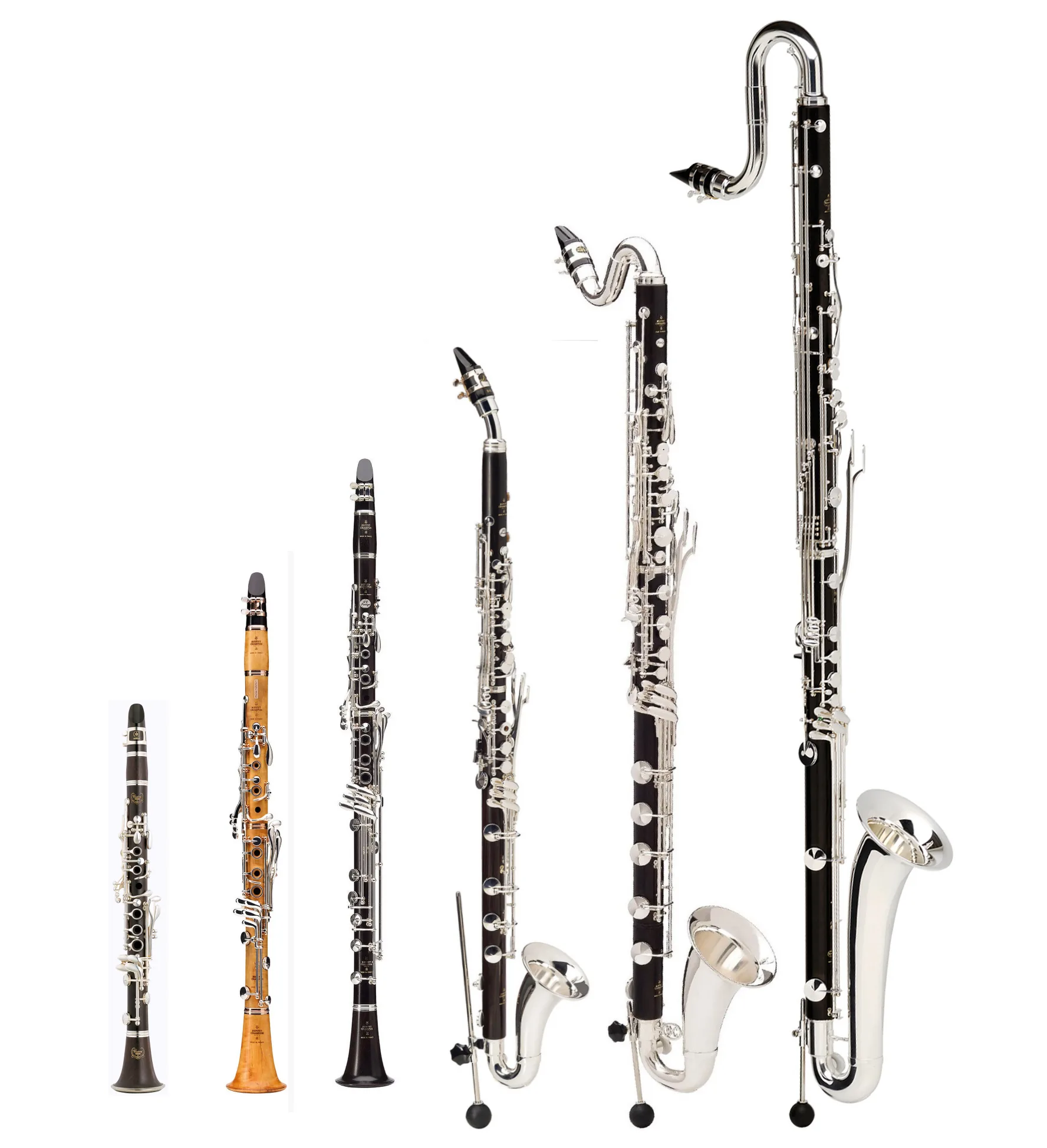 Complete family of classical clarinets Complete family of classical clarinets